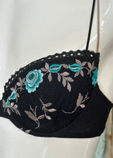 Vintage 90s Black and Turquoise Victorias Secret Bra 34B